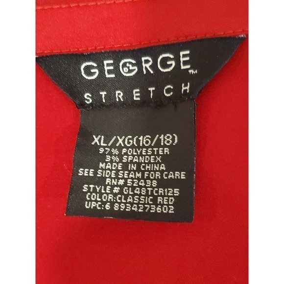 George Red Satin Embellished‎ Blouse Sz XL - Picture 6 of 6